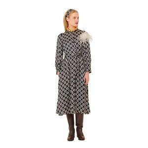 Tara Jarmon Rivoltina Satin Floral Print Notch Collar Long Sleeve Dress Size 8